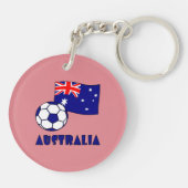 Blue Australian Voetbal Flag Roze Achtergrond Sleutelhanger (Achterkant)