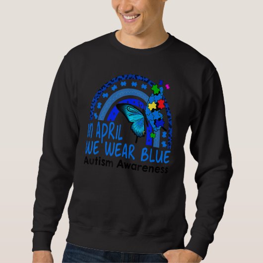 Blue Autism Awareness Butterfly Autism Rainbow Inf Trui (Voorkant)