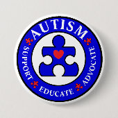 Blue Autism Awareness Button Pin (Voorkant)