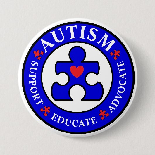 Blue Autism Awareness Button Pin (Voorkant)