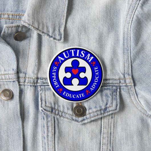 Blue Autism Awareness Button Pin (In situ)
