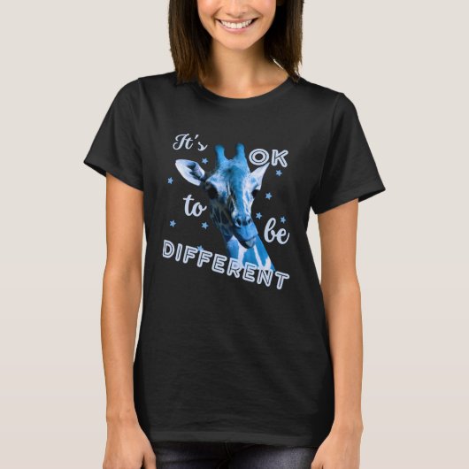 Blue Autism Awareness Cute Giraffe Its Ok To Be Di T-shirt (Voorkant)