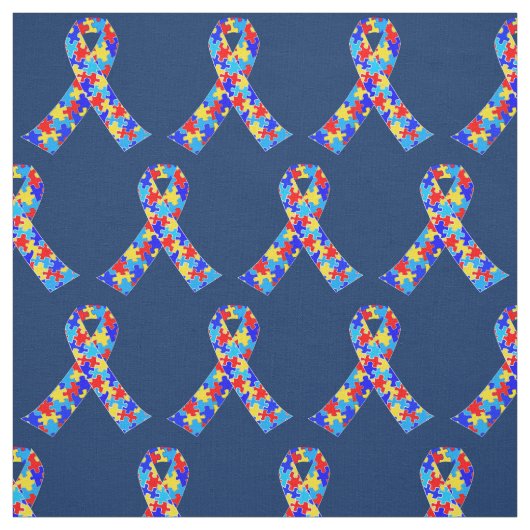 Blue Autism Awareness Ribbon Stof (Swatch)