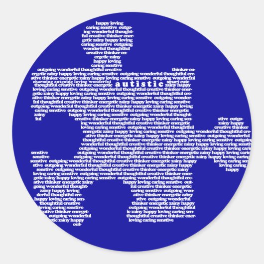 Blue Autism Puzzle Peice Ronde Sticker (Voorkant)