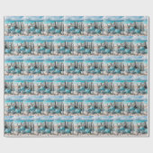 Blue Autumn Beach Pumpkins Cadeaupapier (Vlak)