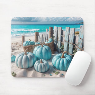 Blue Autumn Beach Pumpkins Muismat