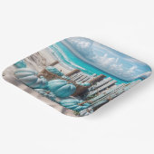 Blue Autumn Beach Pumpkins Papieren Bordje (Gebogen)