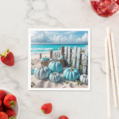 Blue Autumn Beach Pumpkins Servet (Insitu)