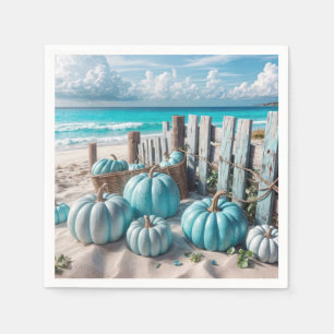 Blue Autumn Beach Pumpkins Servet