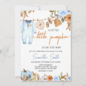 Blue Autumn Floral Pumpkin Baby shower Kaart (Voorkant)