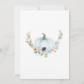 Blue Autumn Flowers Pompoen Baby shower Kaart (Achterkant)