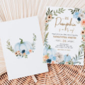 Blue Autumn Flowers Pompoen Baby shower Kaart