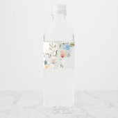 Blue Autumn Flowers Pompoen Baby shower Waterfles Etiket (Achterkant)