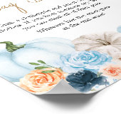 Blue Autumn Flowers Pompoen Zeg geen Baby Poster (Hoek)