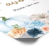 Blue Autumn Flowers Pumpkin Baby shower Favors Poster (Hoek)