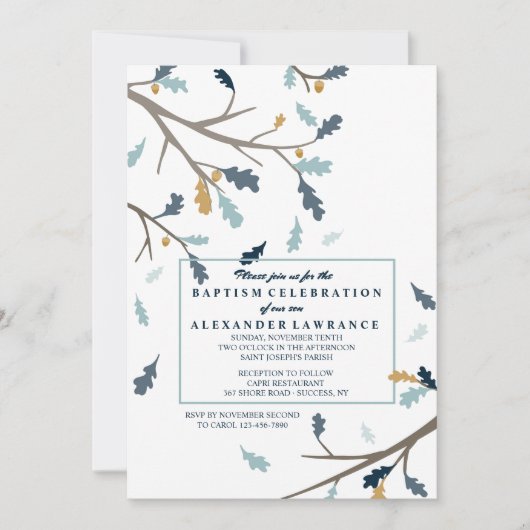 Blue Autumn Invitation Kaart (Voorkant)