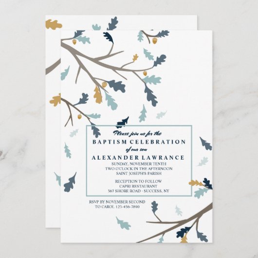 Blue Autumn Invitation Kaart (Voorkant / Achterkant)