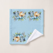 Blue Autumn Pumpkin Waterverf Thanksgiving Bad Handdoek (Wasdoekje)