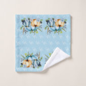 Blue Autumn Pumpkin Waterverf Thanksgiving Bad Handdoek (Wasdoekje)