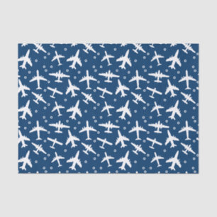 Blue Aviation Thormed Airplane Pattern Tissuepapier