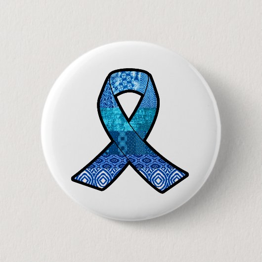 Blue Awareness Retro Ribbon Ronde Button 5,7 Cm (Voorkant)