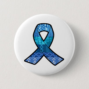 Blue Awareness Retro Ribbon Ronde Button 5,7 Cm