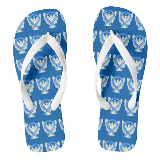 Blue Awareness Ribbon Angel - Aangepaste Teenslipp Teenslippers (Voetbed)