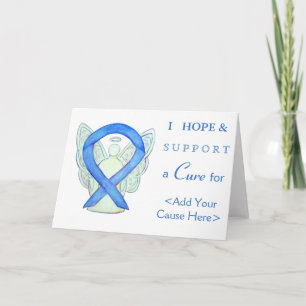 Blue Awareness Ribbon Angel - Aangepaste Wenskaart Kaart