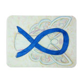 Blue Awareness Ribbon Angel Art Magnet Magneet (Horizontaal)