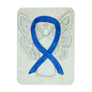 Blue Awareness Ribbon Angel Art Magnet Magneet