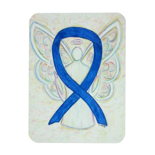 Blue Awareness Ribbon Angel Art Magnet Magneet (Verticaal)