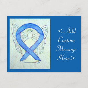 Blue Awareness Ribbon Angel Custom Art Briefkaart