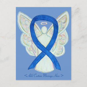 Blue Awareness Ribbon Angel Custom Art Briefkaart
