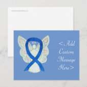 Blue Awareness Ribbon Angel Custom Art Briefkaart (Voorkant / Achterkant)
