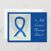 Blue Awareness Ribbon Angel Custom Art Briefkaart (Voorkant / Achterkant)