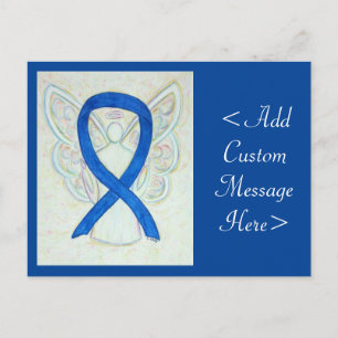 Blue Awareness Ribbon Angel Custom Art Briefkaart