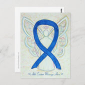 Blue Awareness Ribbon Angel Custom Art Briefkaart (Voorkant / Achterkant)