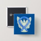 Blue Awareness Ribbon Angel Custom Art Buttonnen Vierkante Button 5,1 Cm (Voorkant /achterkant)
