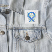 Blue Awareness Ribbon Angel Custom Art Buttonnen Vierkante Button 5,1 Cm (In situ)