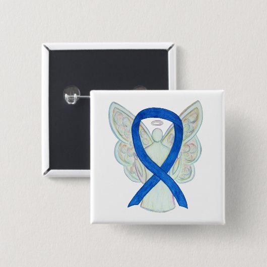 Blue Awareness Ribbon Angel Custom Art Buttonnen Vierkante Button 5,1 Cm (Voorkant /achterkant)