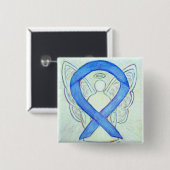 Blue Awareness Ribbon Angel Custom Art Buttonnen Vierkante Button 5,1 Cm (Voorkant /achterkant)