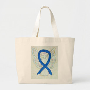 Blue Awareness Ribbon Angel Custom Canvas tas