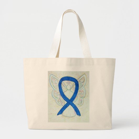 Blue Awareness Ribbon Angel Custom Canvas tas (Voorkant)