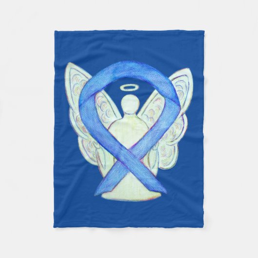 Blue Awareness Ribbon Angel Custom Soft Blanket Fleece Deken (Voorkant)
