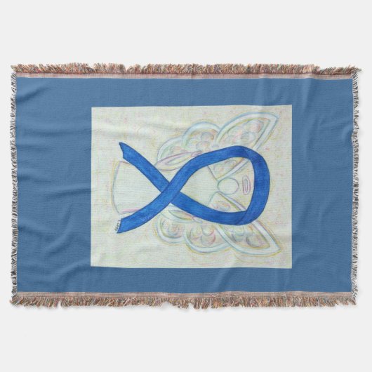 Blue Awareness Ribbon Angel Custom Throw Blanket Deken (Voorkant)