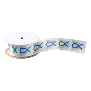 Blue Awareness Ribbon Angel Gepersonaliseerd Art R Satijnen Lint
