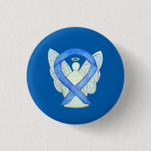 Blue Awareness Ribbon Angel Gepersonaliseerd Butto Ronde Button 3,2 Cm