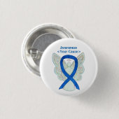 Blue Awareness Ribbon Angel Gepersonaliseerd Butto Ronde Button 3,2 Cm (Voorkant /achterkant)