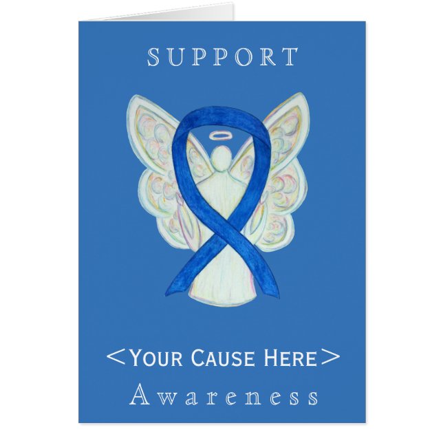 Blue Awareness Ribbon Angel Gepersonaliseerd Card (Voorkant)