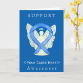 Blue Awareness Ribbon Angel Gepersonaliseerd Card Kaart (Gele Bloem)
